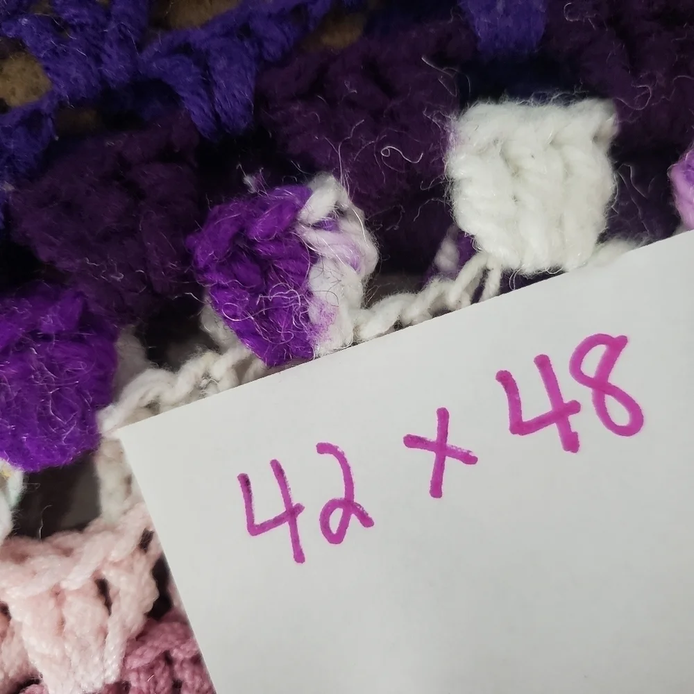 Vintage Handmade‎ Granny Square Crochet Blanket Throw Afghan